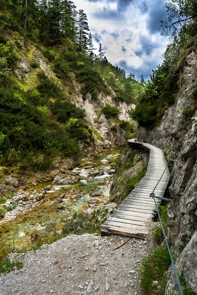 Szlak Turystyczny Pod Rzeką Wild Mountain Oetschergraeben Austrii — Zdjęcie stockowe