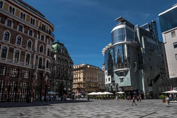 Vienna Austria Luglio 2020 Haas Haus Edificio Moderno Progettato Hans — Foto Stock