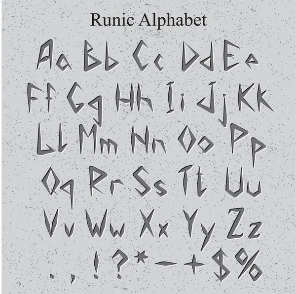 Punisch Alfabet Een Uit Steen Gesneden Alfabet Runes Grunge Achtergrond — Stockvector