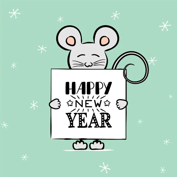 Cute Funny Mousy Symbol 2020 Year Your Postcard Poster Vector — Stock Vector
