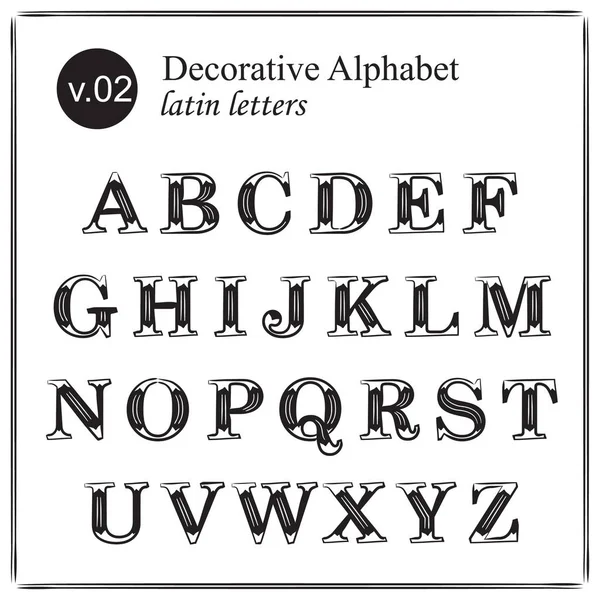 Decoratief Alfabet Digitale Letters Latijnse Letters — Stockvector