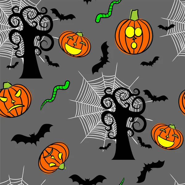 Padrão Halloween Sem Costura Fundo Vetorial Ilustração Halloween — Vetor de Stock