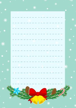 New Year's blank. New Year letter to Santa Claus. Christmas greetings. Vector illustration clipart