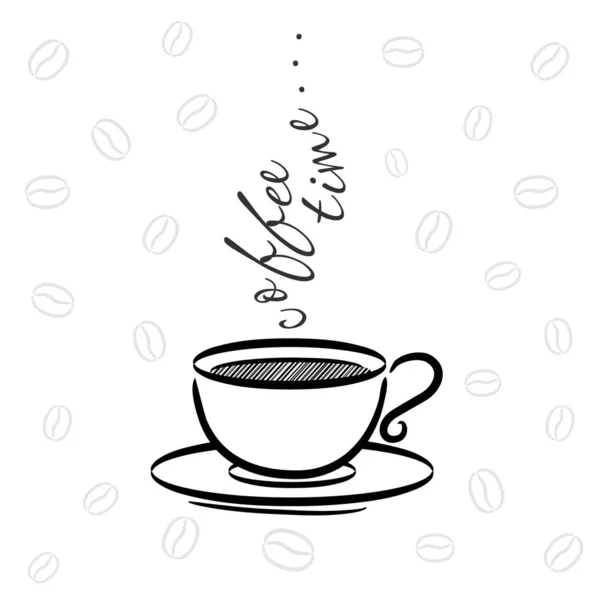 Motivation Kaffe Vykort Vektorillustration Kaféinredning Kaffe Tid — Stock vektor