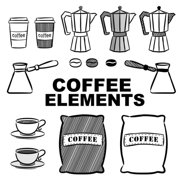 Vektorns Kaffeelement Handritad Illustration Livsmedelsutformning — Stock vektor