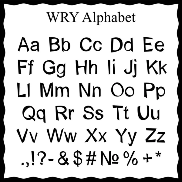 Dekoracyjny Alfabet Wry Cyfrowe Litery Litery Łacińskie Ręcznie Rysowany Alfabet — Wektor stockowy