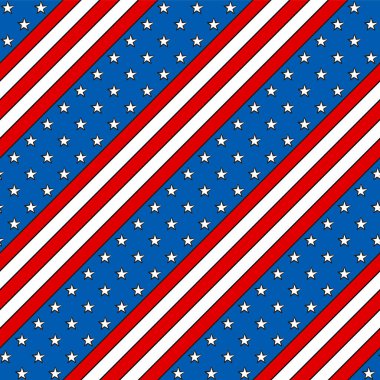 ABD Bağımsızlık Günü için kusursuz bir örnek. Amerika Birleşik Devletleri 'nin ulusal renklerinde 4 Temmuz bayrağının arka planı. Festival dekorasyonu için vektör illüstrasyonuName.