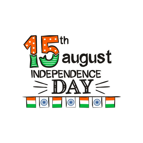 Happy Independence Day Lettering Indian Independence Day Logo August 15Th — Stock Vector