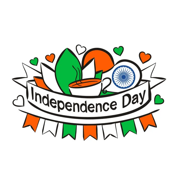 Szczęśliwego Dnia Niepodległości Listy Dzień Niepodległości Indii Logo Sierpnia Narodowych — Wektor stockowy