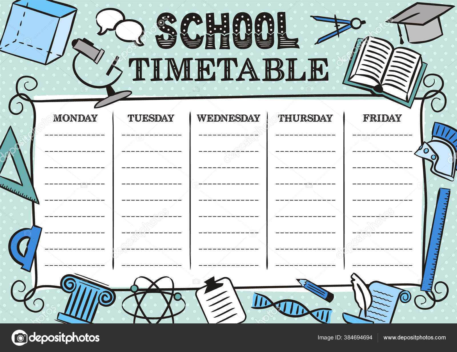 Vintage Template Dari Jadwal Sekolah Selama Hari Dalam 