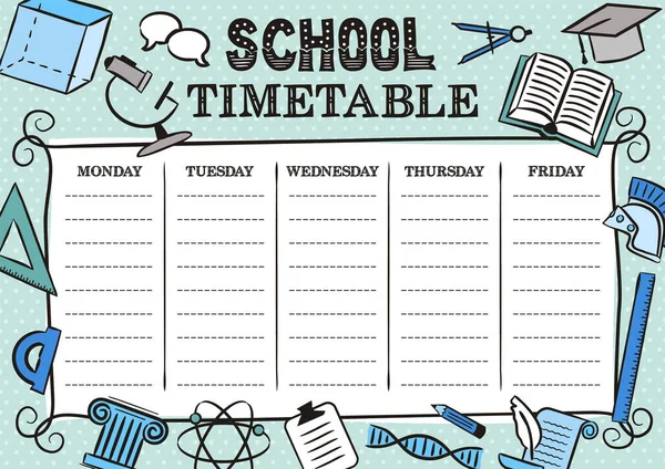 일정의 빈티지 템플릿 Vintage Template School Schedule 학생들을 일간의 수업이다 — 스톡 벡터