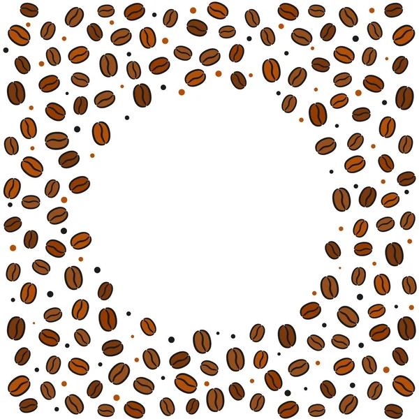 Cadre Rond Grains Café Grains Dessinés Main Illustration Vectorielle Pour — Image vectorielle