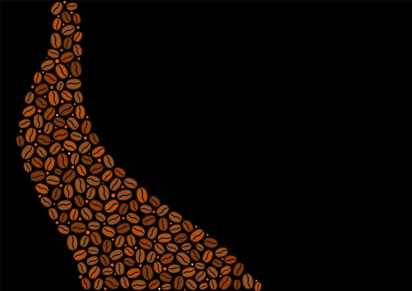 コーヒー豆から作られた波 メニュー カフェ レストランのテンプレート 手描きの穀物 ベクターイラスト — ストックベクタ