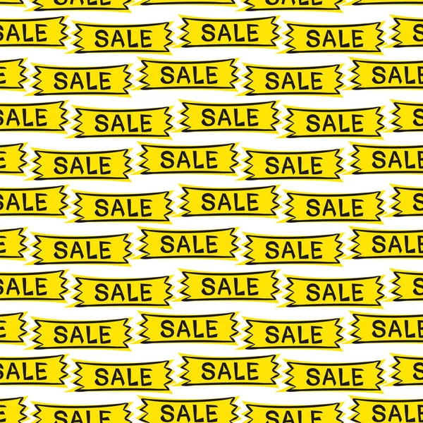 Seamless Pattern Yellow Stickers Sale Pop Art Style Cartoon Coupons — Stock Vector