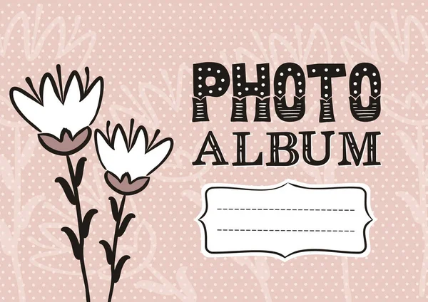 Söt Fotobok Med Blomma Rosa Omslag Till Ett Fotoalbum Mall — Stock vektor