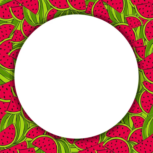 Wassermelone Quadratischen Rahmen Für Karte Oder Banner Helle Sommerschablone Mit — Stockvektor