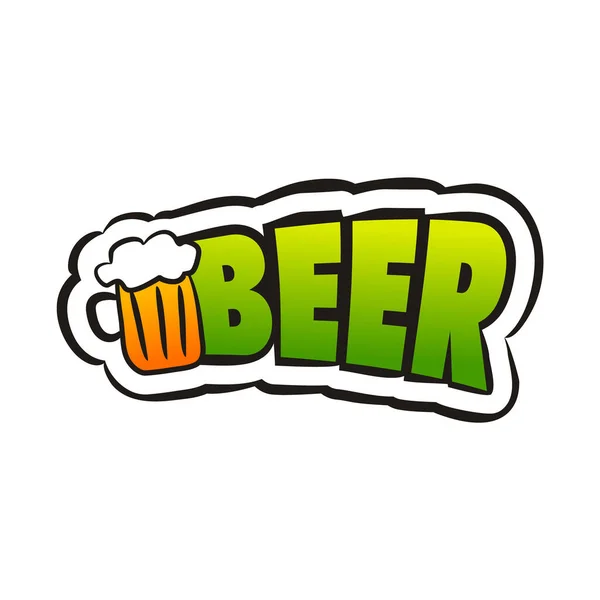 Αυτοκόλλητο Λογότυπο Μπύρας Σήμα Συναισθημάτων Στυλ Pop Art Λογότυπο Κινουμένων — Διανυσματικό Αρχείο