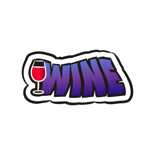 Αυτοκόλλητο Λογότυπο Κρασιού Κόμικ Σήμα Συναισθημάτων Στυλ Pop Art Λογότυπο — Διανυσματικό Αρχείο