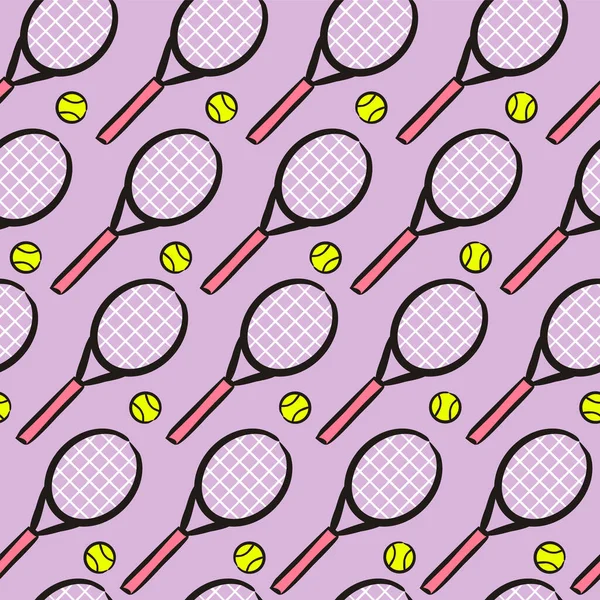 Бесшовный Ручной Рисунок Тенниса Ручной Рисунок Blue Sport Фон Теннисной — стоковый вектор