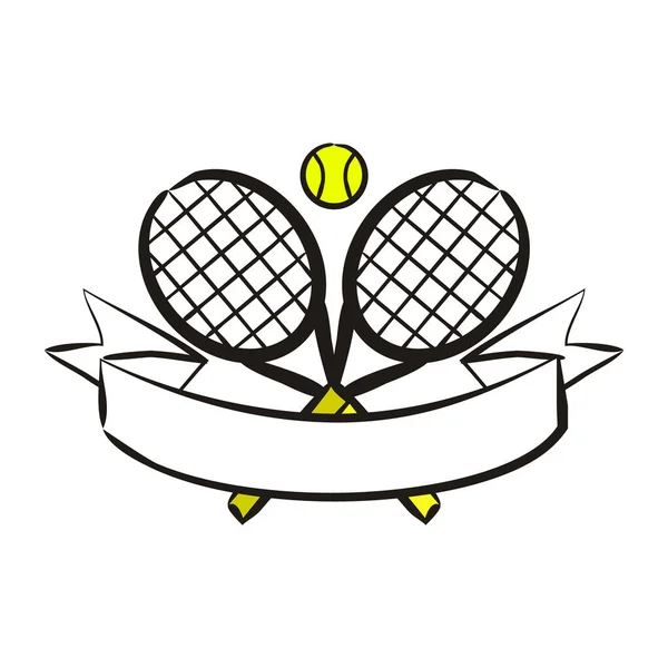 Big Tennis Badge Logo Templates Emblème Avec Boule Deux Raquettes — Image vectorielle