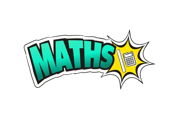 Logotipo Asignatura Matemáticas Icono Dibujado Mano Regla Calculadora Con Título — Archivo Imágenes Vectoriales