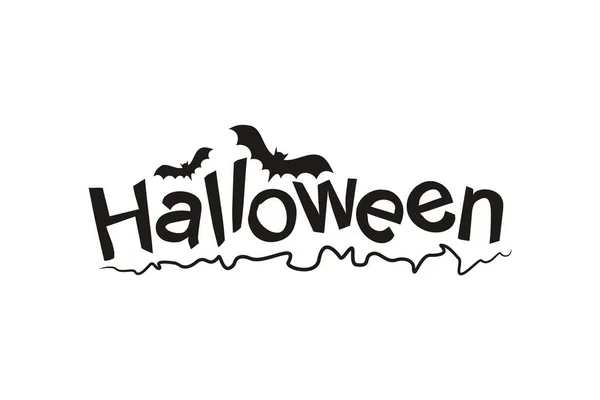 Logo Halloween Dibujado Mano Con Murciélagos Letras Para Día Todos — Archivo Imágenes Vectoriales
