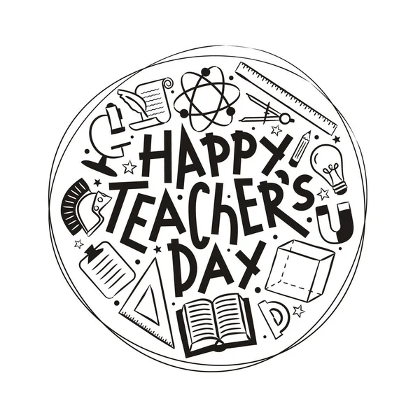 Lettrage Pour Journée Des Enseignants Avec Des Éléments École Doodle — Image vectorielle