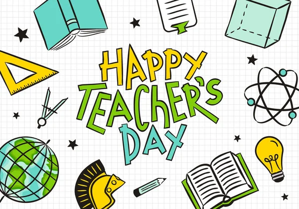 Lettrage Pour Journée Des Enseignants Avec Des Éléments École Doodle — Image vectorielle