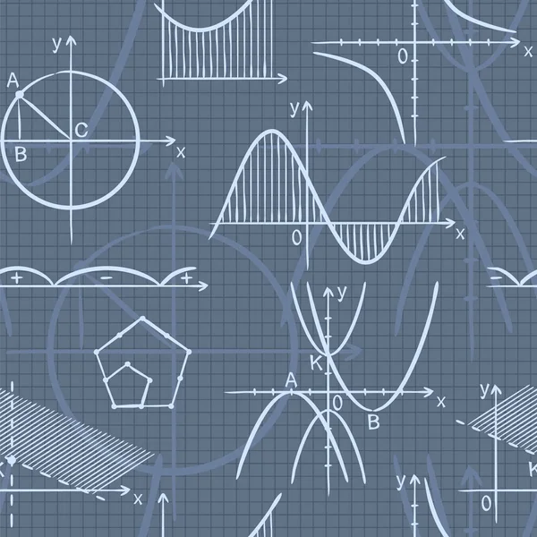Naadloos Doodle Patroon Met School Algebra Elementen Patroon Met Wiskundige — Stockvector