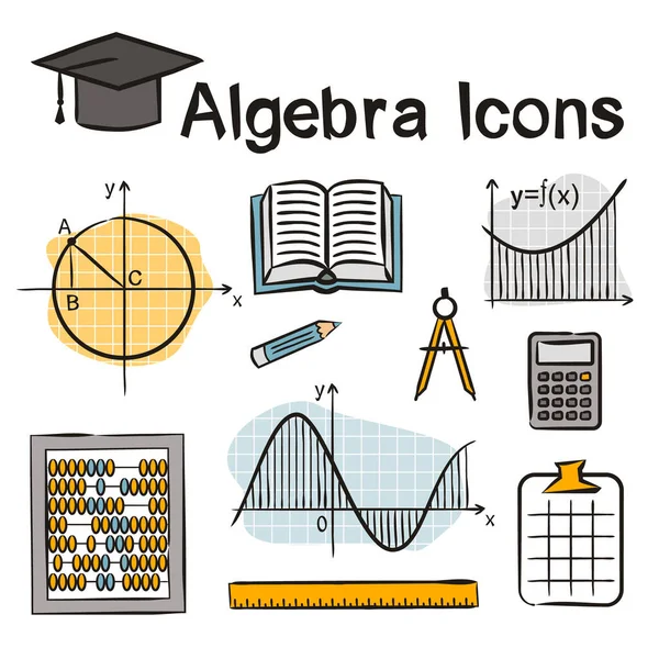 Naadloos Doodle Patroon Met School Algebra Elementen Patroon Met Wiskundige — Stockvector