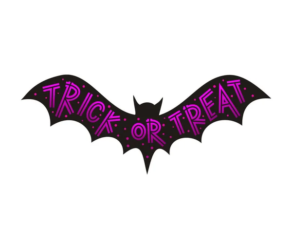 Trick Treat Violet Logo Een Zwarte Vleermuis Achtergrond Halloween Embleem — Stockvector