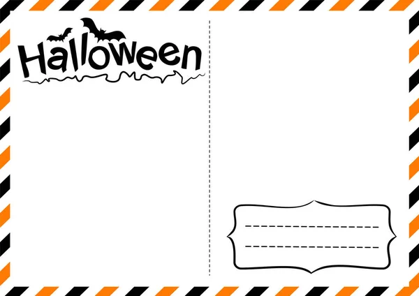 Weiße Postkarte Halloween Grußkarten Vorlage Für Das Senden Mit Fledermäusen — Stockvektor