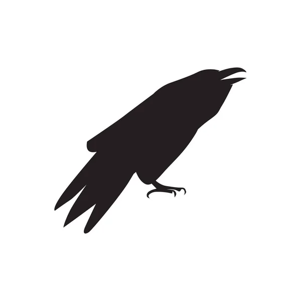 Ilustración Vectorial Negra Halloween Con Cuervo Grande Cuervo Aislado Sobre — Vector de stock