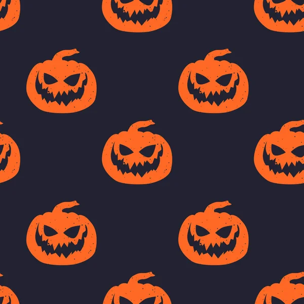 Vector Naadloos Horror Patroon Voor Helloween Spookachtige Lachende Pompoen Oranje — Stockvector