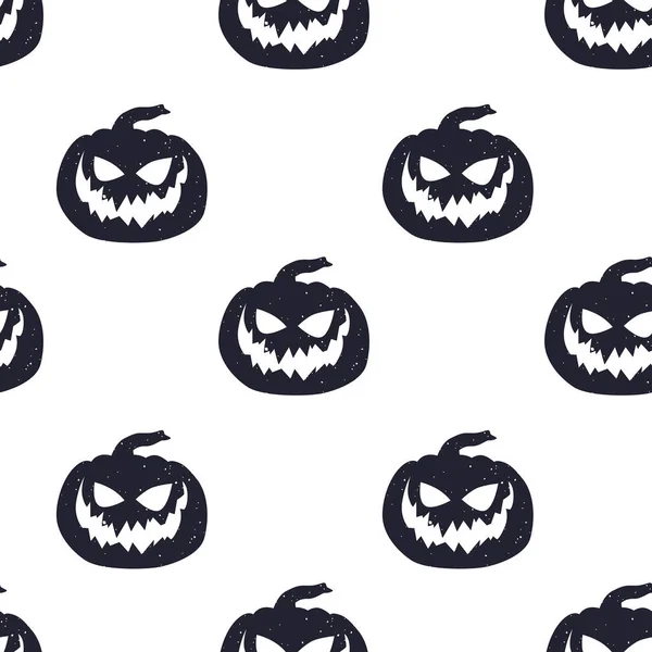 Patrones Horror Sin Costuras Vectoriales Para Helloween Maldita Calabaza Sonriente — Vector de stock