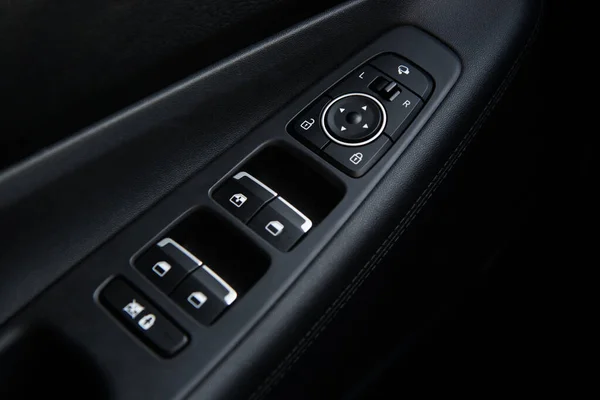 Close up image of car door control panel. Modern korean car controller button. — Stock Photo, Image