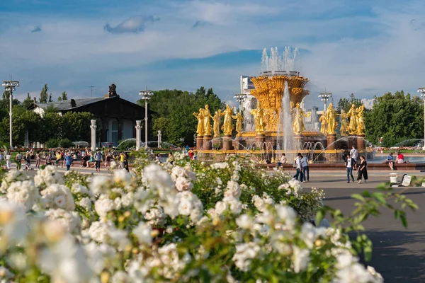 2020 Yazında Moskova Daki Vdnh Parkındaki Çeşme — Stok fotoğraf