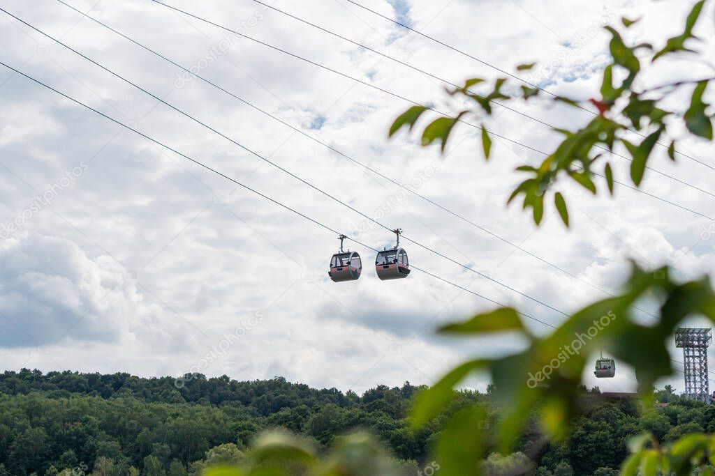 cable car on Vorobyovy Gory in Moscow summer 2020