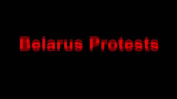 Ahorro de pantalla de texto emergente con PROTESAS BELARES de texto para noticias en la televisión. Protestas contra la dictadura. Apoyo a la situación pública en Belarús. 4K. — Vídeos de Stock