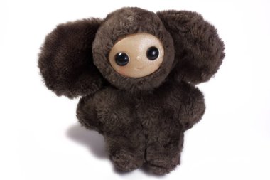 Beyaz arka plan üzerinde Cheburashka izole Rus çizgi film karakteri