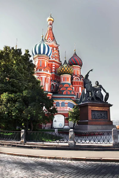 Catedral Vasily Beato Monumento Minin Pozharsky Moscovo — Fotografia de Stock