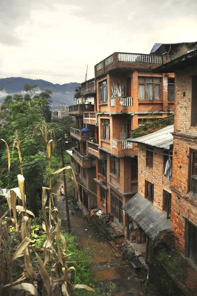 Antik Newa şehir Bhaktapur sokakta. Katmandu vadi, Nepal.