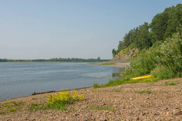 Rusya Tomsk Bölgesi Tom Nehri Mavi Uçurum Manzarası — Stok fotoğraf
