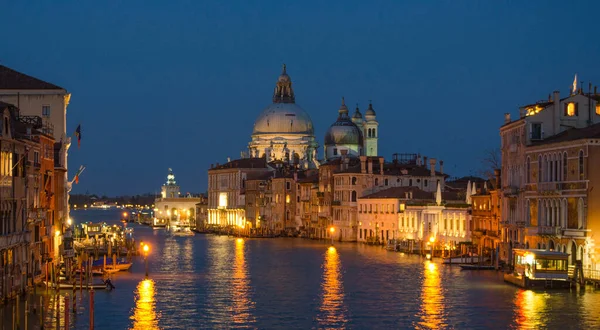 Itália Veneza Vista Noturna Grande Canal — Fotografia de Stock