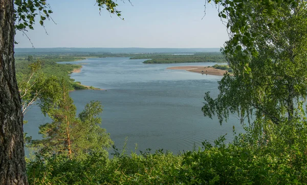 Rusland Tomsk Regio Uitzicht Tom Rivier Blauwe Klif — Stockfoto