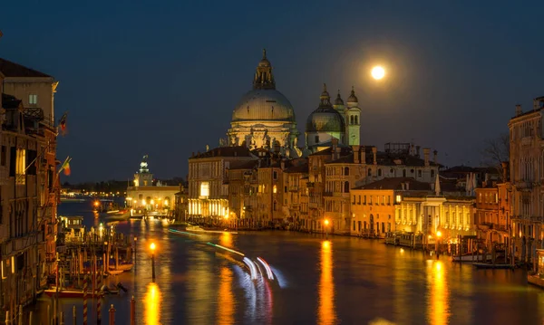 Itália Veneza Vista Noturna Grande Canal — Fotografia de Stock