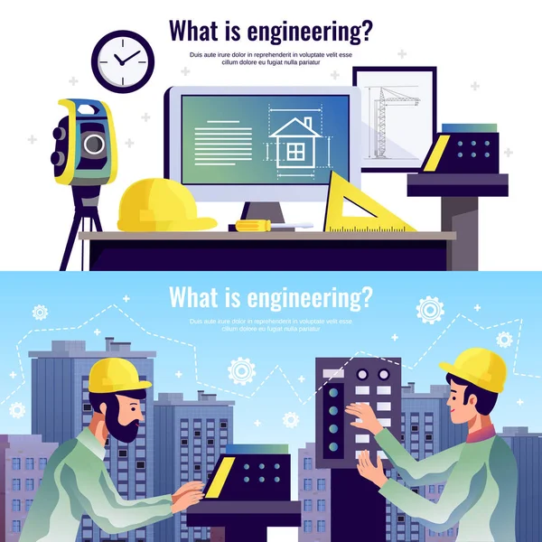 Banners horizontales de ingeniería — Vector de stock