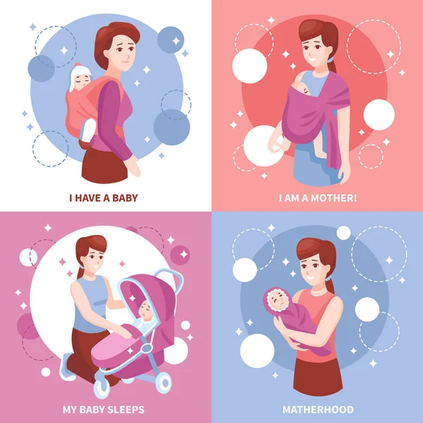 Concepto de bebés dormidos maternidad — Vector de stock