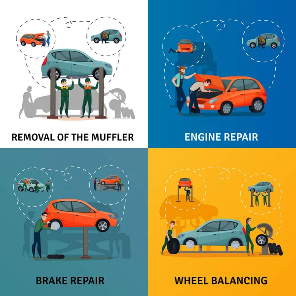 Conjunto de iconos de concepto de servicio de coche — Archivo Imágenes Vectoriales