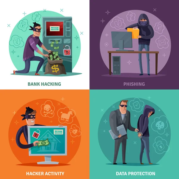 Hacker-Cartoon-Design-Konzept — Stockvektor